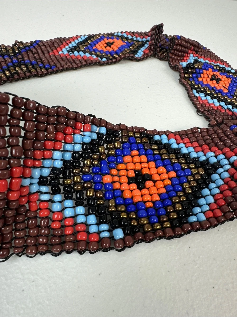 Boho Hippie Aztec Beaded Stretchy Belt With Wooden Buckle